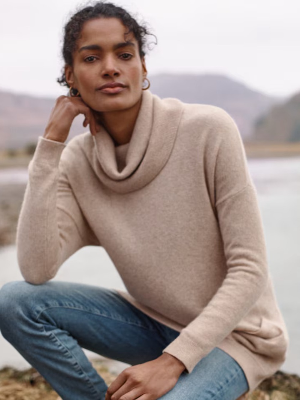 Sylvie Cashmere Cowl-Neck Sweater